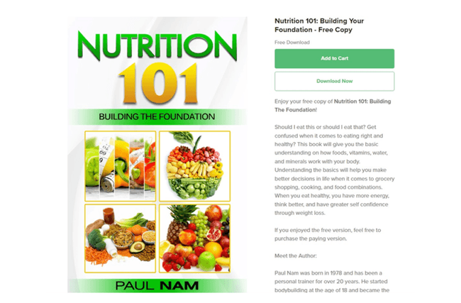 Paul Nam, a nutrition specialist, uses an ebook as his opt-in freebie