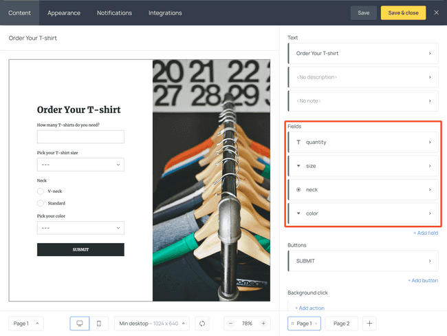 Create name IDs for the form fields for better organization