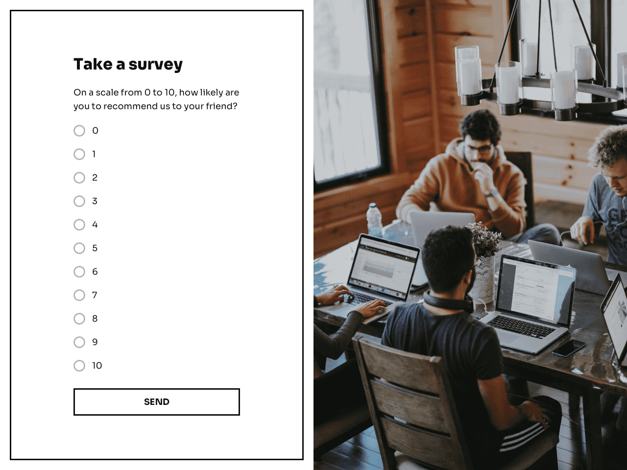 Simple shareable Net Promoter Score survey form